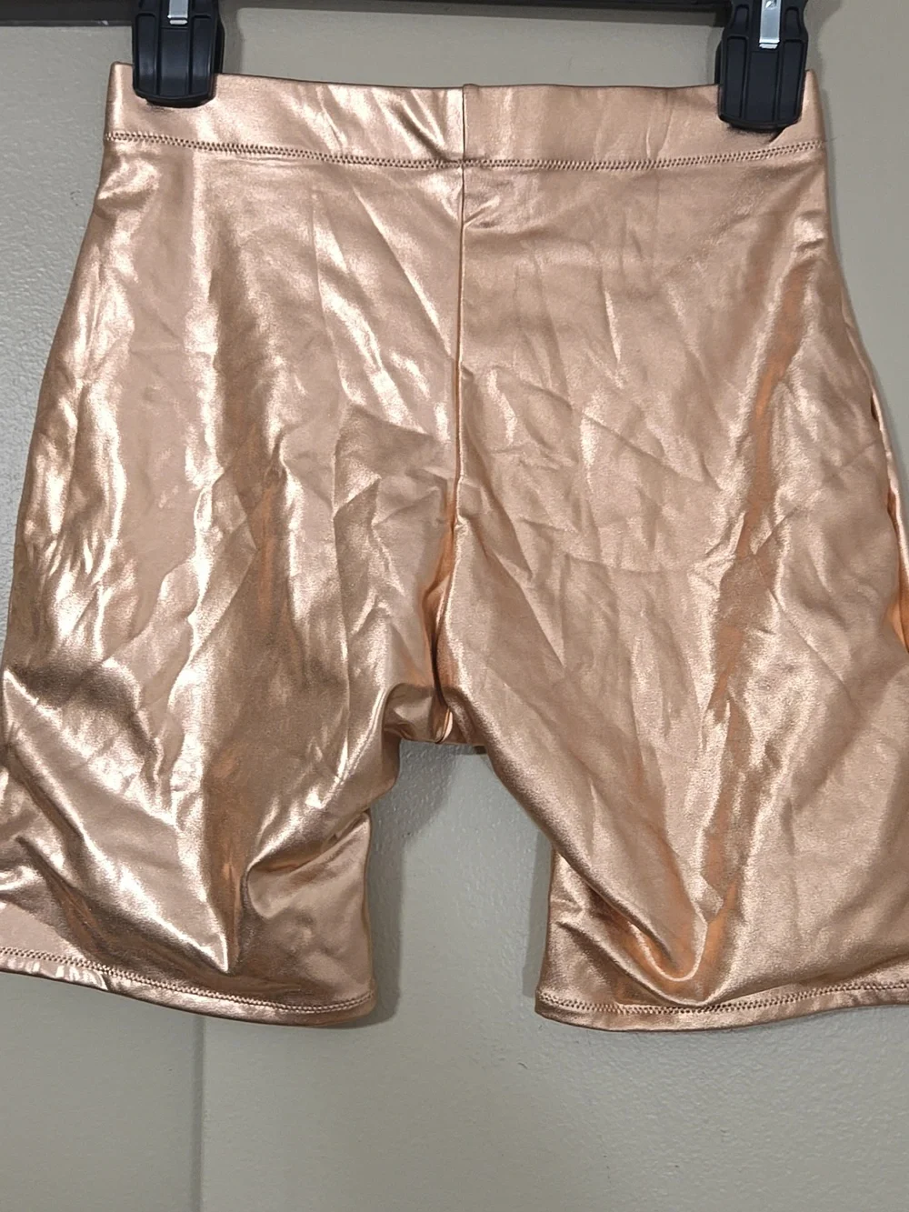 SKIMS Metallic Rose Gold Swim Shorts
